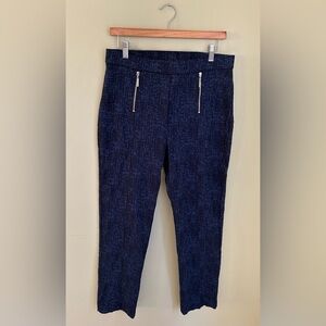 NWT Joseph Ribkoff blue/black jacquard pants. Pull-on. Size 12 Beautifully made